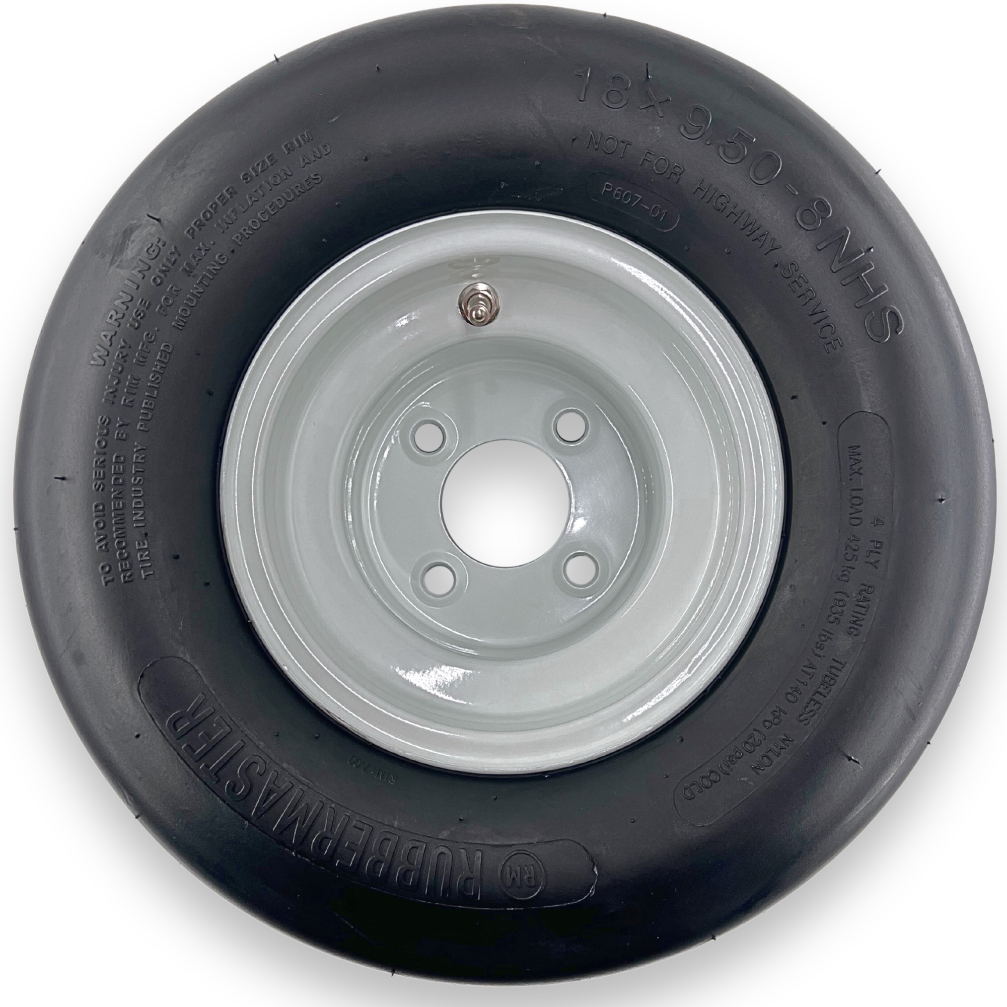 RubberMaster 18x9.50-8 4 Ply Smooth Tire and 4 on 4 Assembly